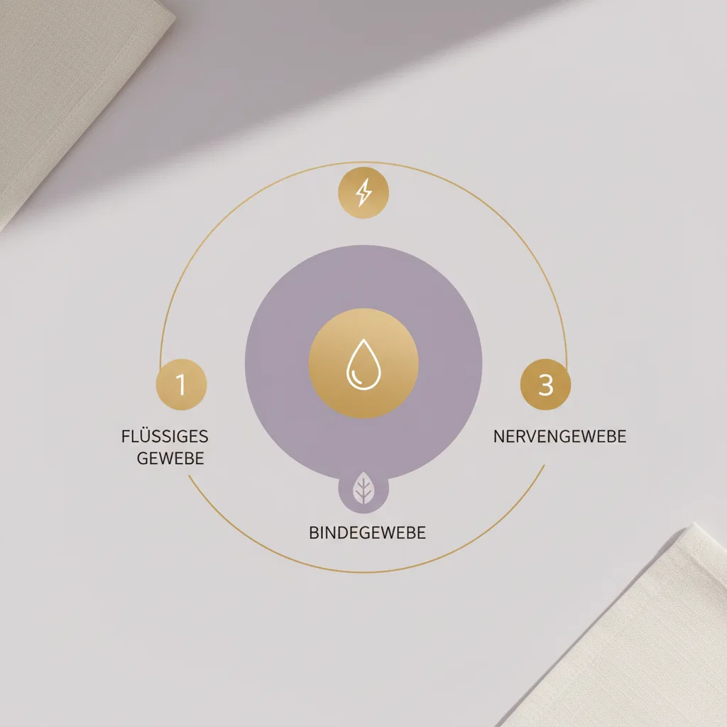 Abstrakte Infografik zum Thema Körpergewebe und Energiestoffwechsel - drei Schichten symbolisch dargestellt